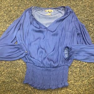 Jennifer Lopez Blue cold shoulder top sz. M